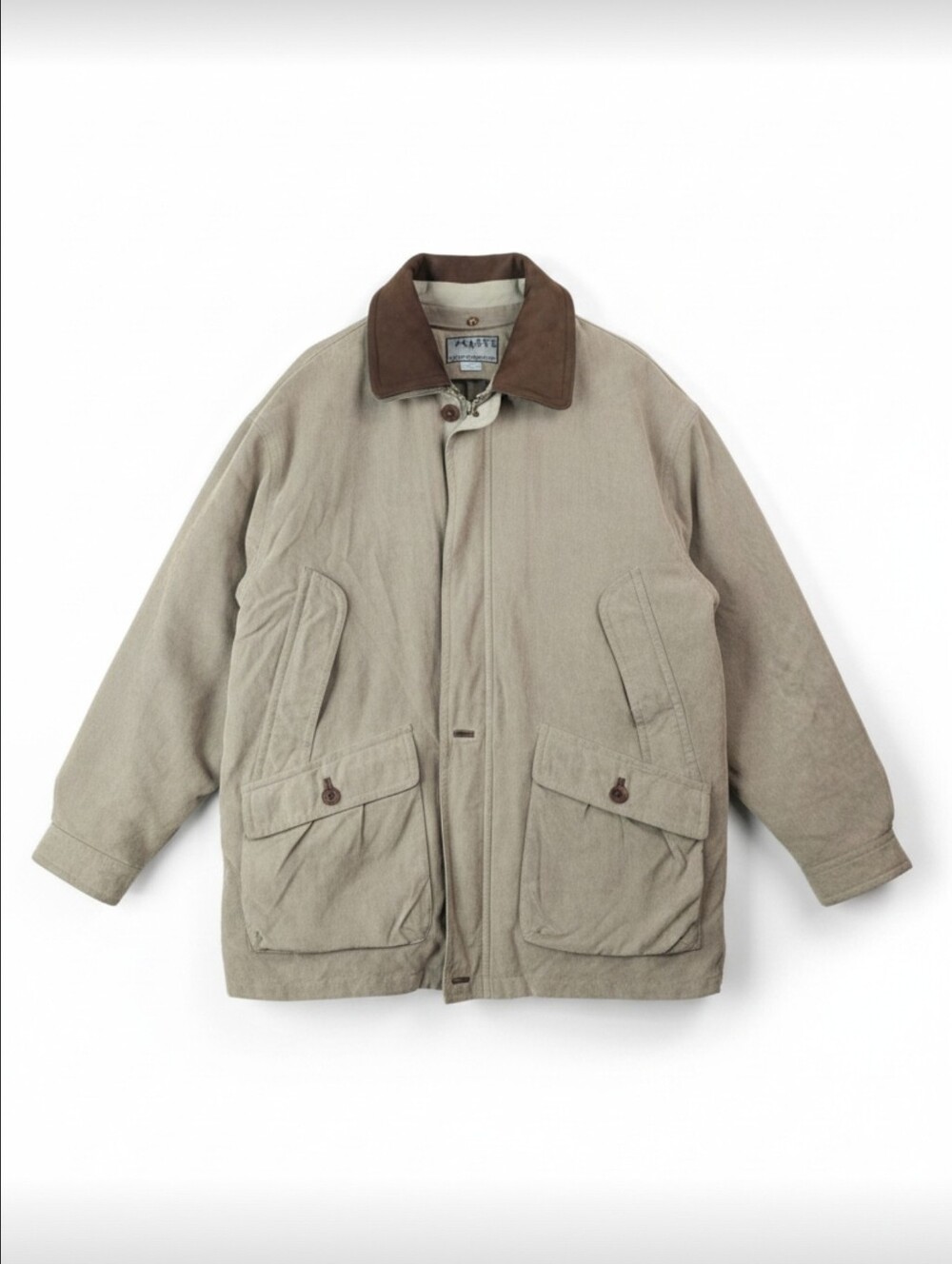 Rainforest Suede Waxed Canvas Field Jacket XL Brown Corduroy Collar Hunting